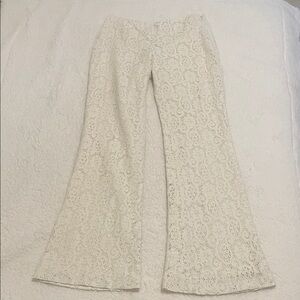Vintage KORS Cream Lace Flare Pants • Boho Bridal Festival Statement Pants